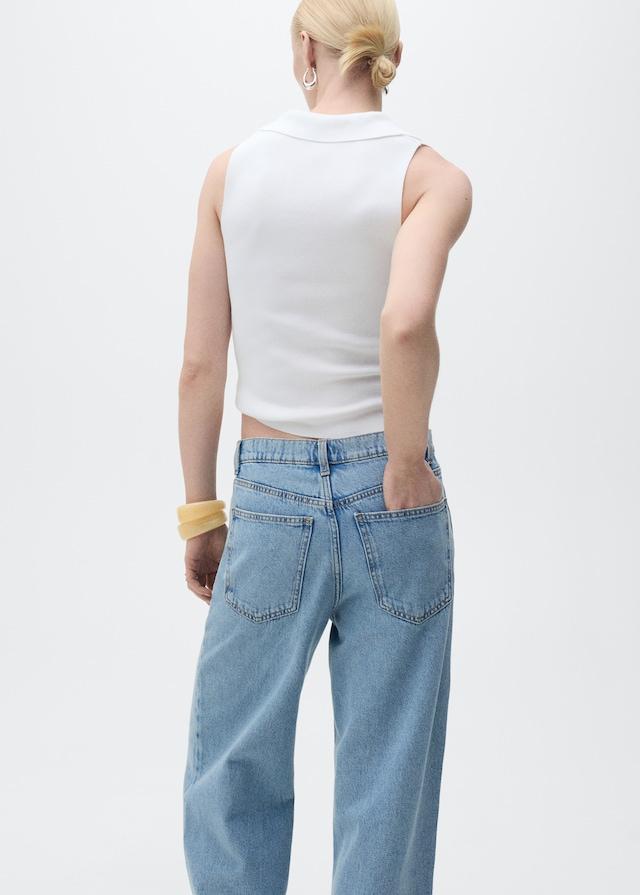 Mango Strick-Top mit Poloshirt-Kragen Neueste Mode