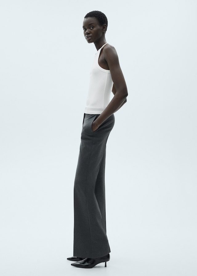 Mango Geripptes Top aus Baumwoll-Mix Online Outlet