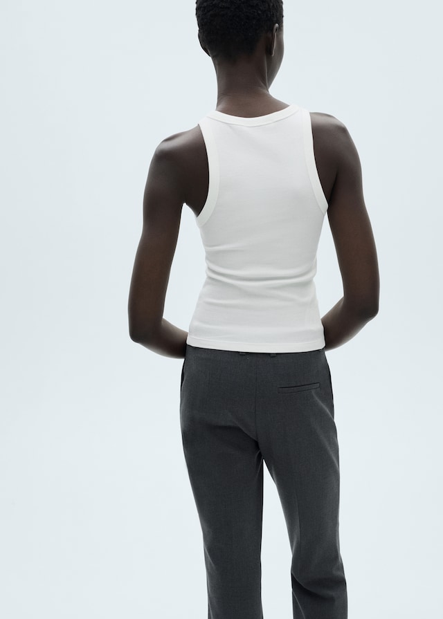 Mango Geripptes Top aus Baumwoll-Mix Online Outlet