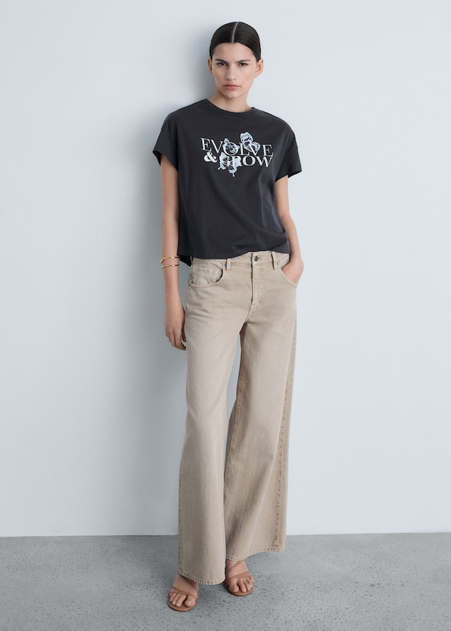 Mango Gemustertes Baumwoll-T-Shirt Tägliche Deals
