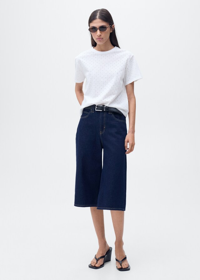 Mango Besticktes T-Shirt mit Ajourmuster Sonderangebote