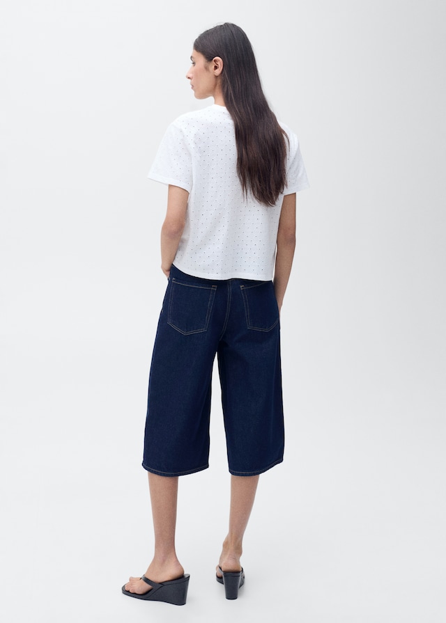 Mango Besticktes T-Shirt mit Ajourmuster Sonderangebote