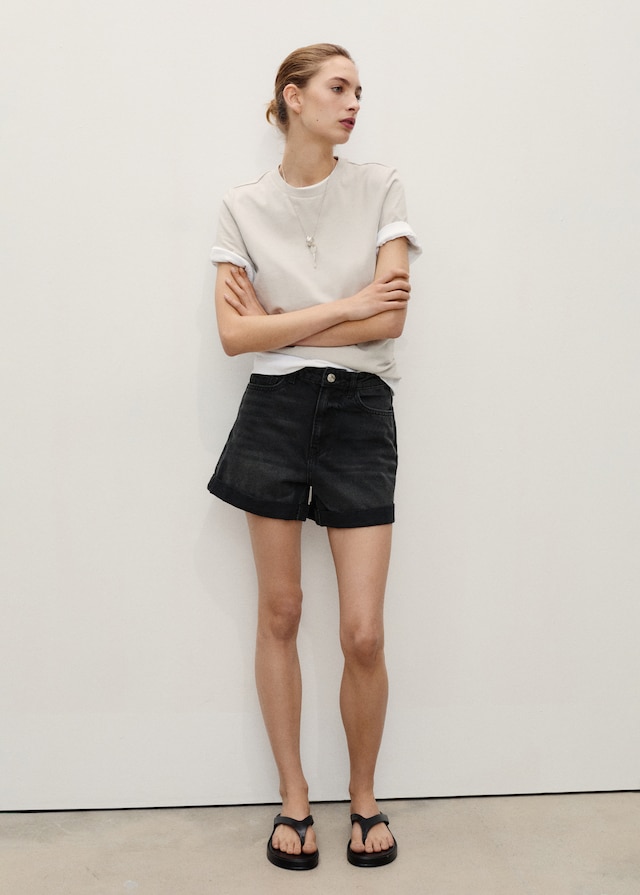 Mango Shorts mit hohem Bund und umgeschlagenem Saum Letzte 3 Tage