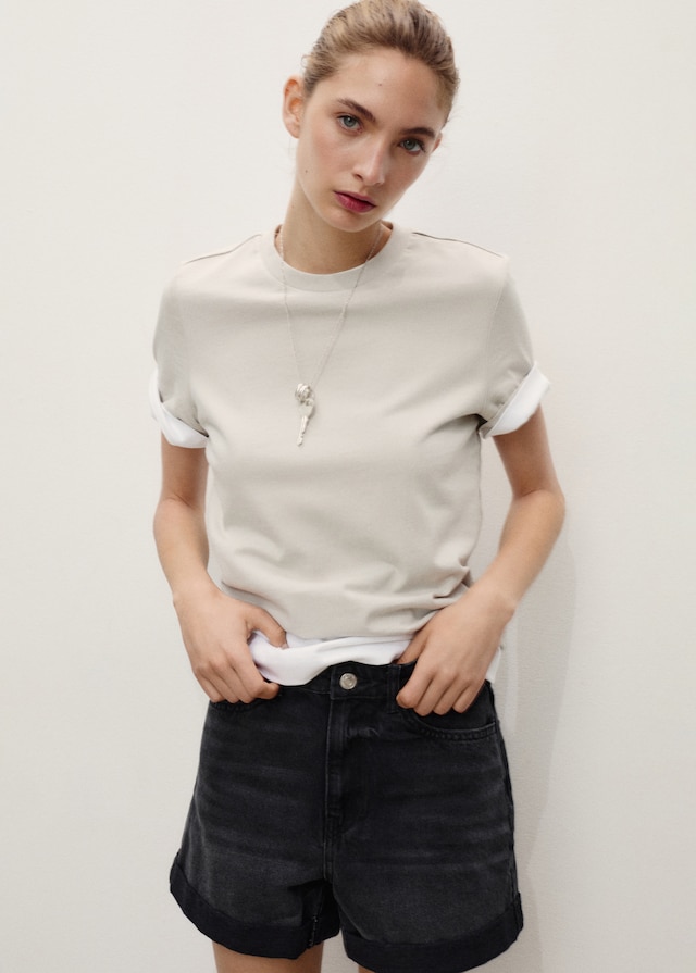 Mango Shorts mit hohem Bund und umgeschlagenem Saum Letzte 3 Tage
