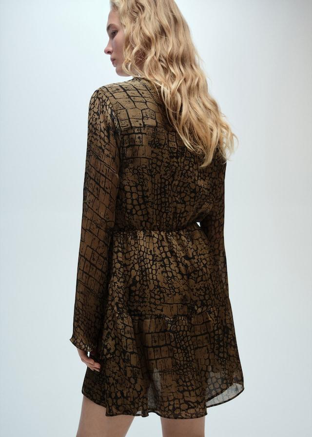 Mango Volantkleid mit Animal-Print Speichern exportieren