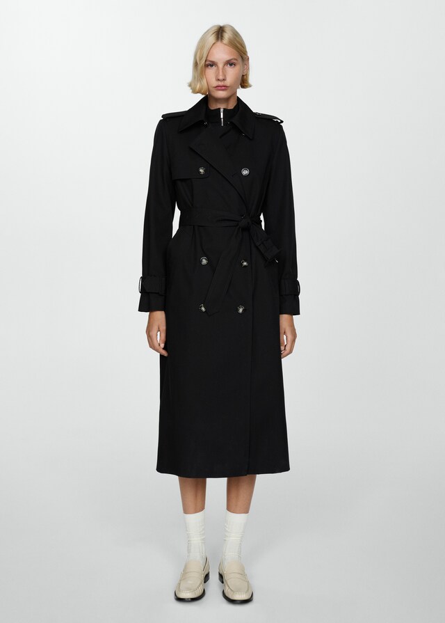 Mango Zweireihiger Baumwoll-Trenchcoat Verkauf