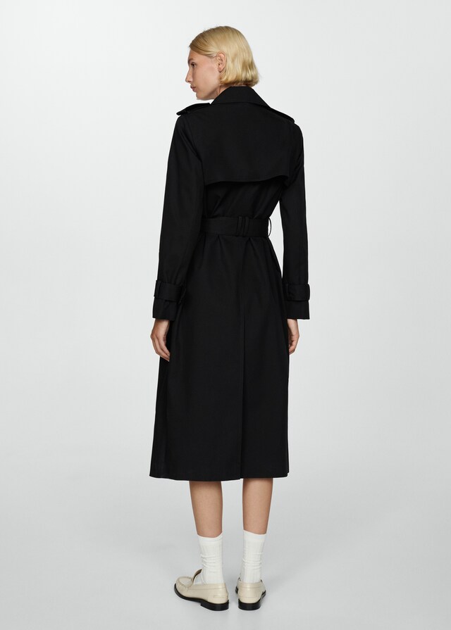 Mango Zweireihiger Baumwoll-Trenchcoat Verkauf