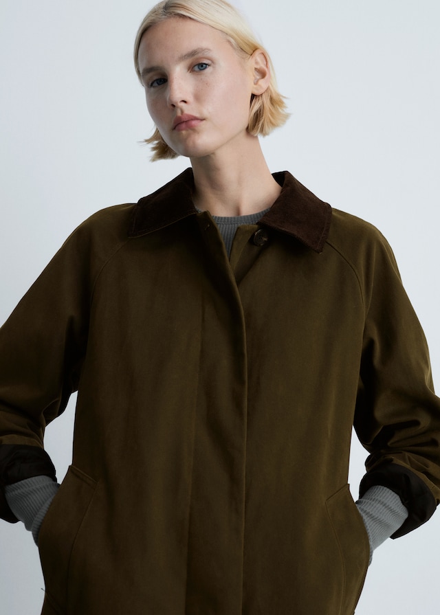 Mango Langer Parka mit Cordkragen Angebote