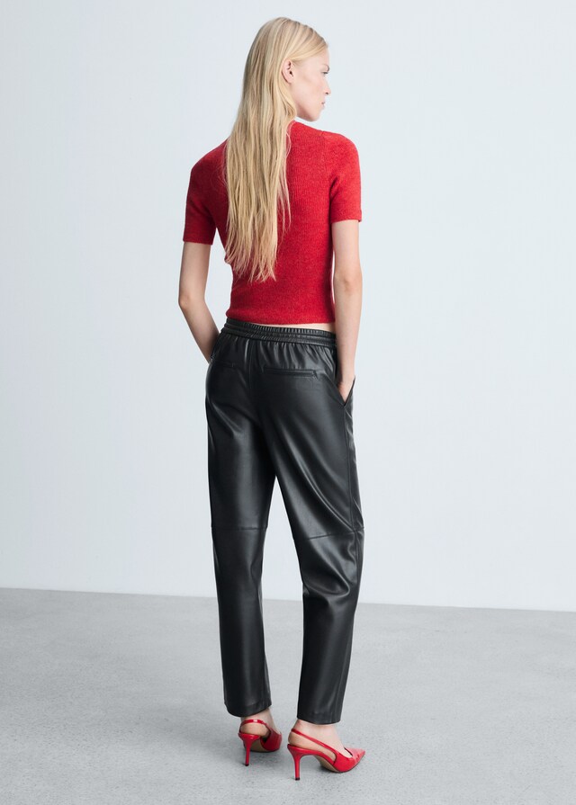 Mango Hose mit Stretchbund und Leder-Effekt Günstiger Verkauf