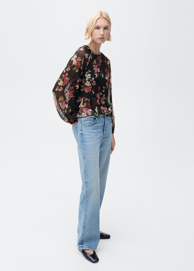 Mango Florale Rüschenbluse Rabatt