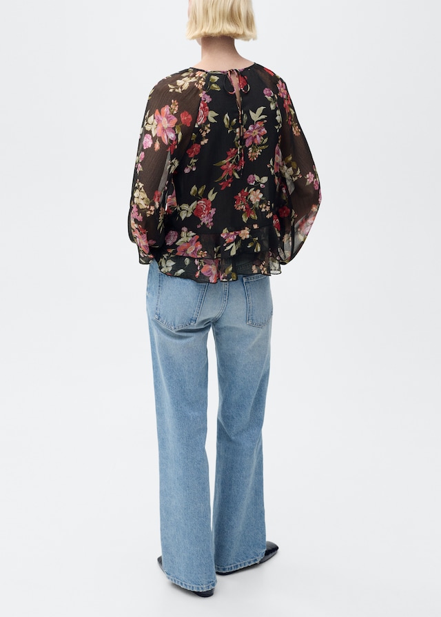 Mango Florale Rüschenbluse Rabatt