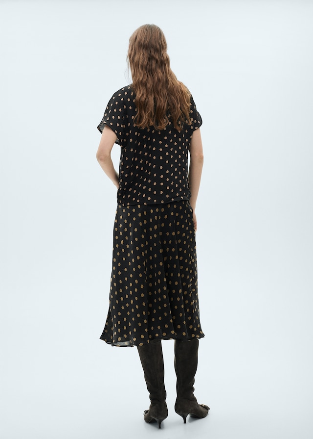 Mango Polka-Dots-Bluse mit drapiertem Kragen Günstig kaufen