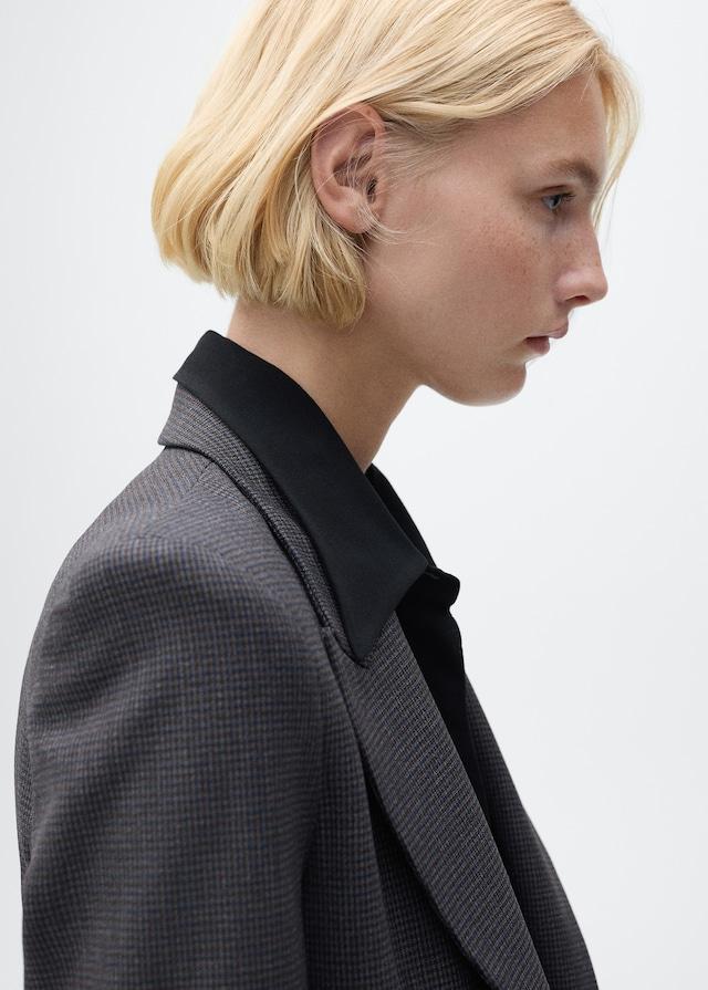 Mango Gerader Blazer mit Mikro-Hahnentrittmuster Großer Ausverkauf