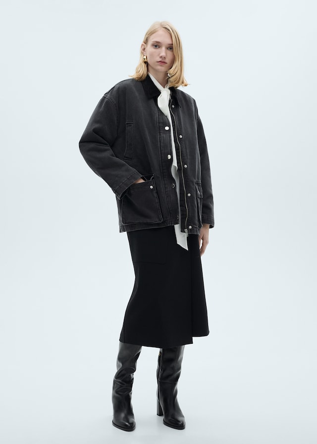 Mango Jacke mit Taschen und Cordkragen Cyber Monday