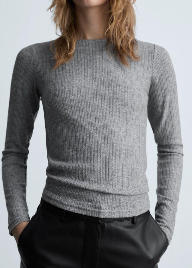 Mango Langärmliges Pointelle-T-Shirt Saisonale Angebote