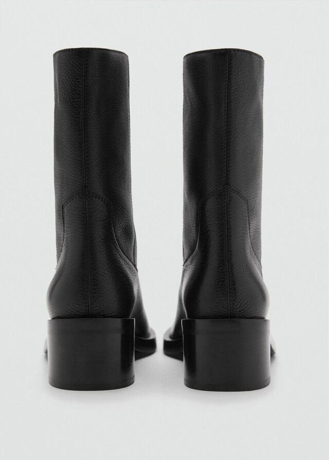 Mango Lederstiefelette mit Karrée-Spitze Günstig kaufen