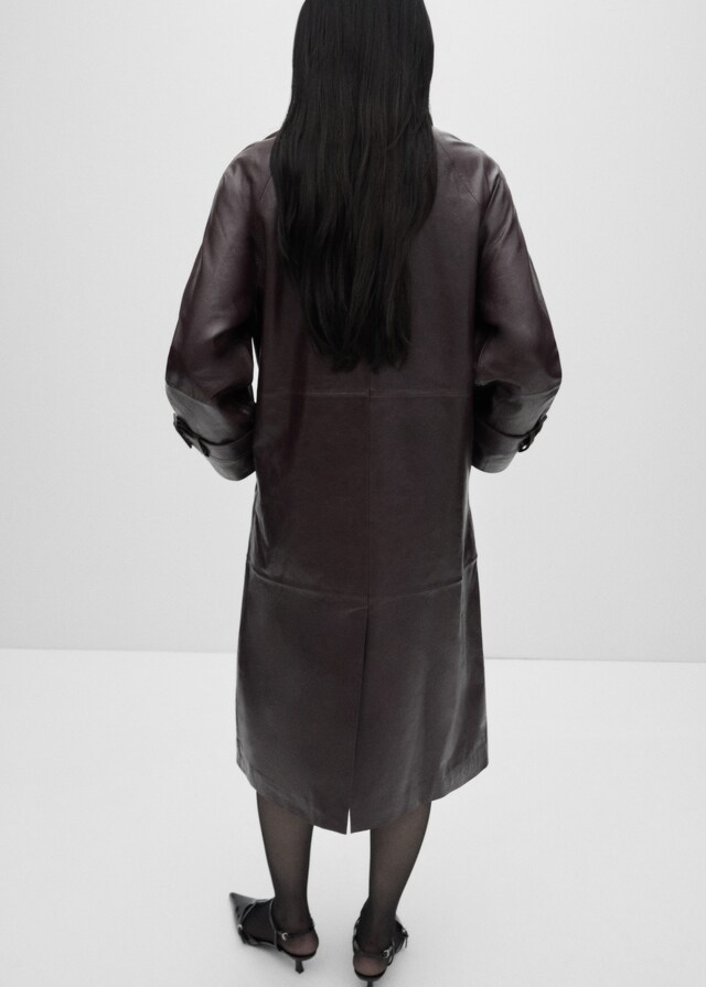 Mango Oversized-Mantel aus 100 % Leder Begrenztes Angebot