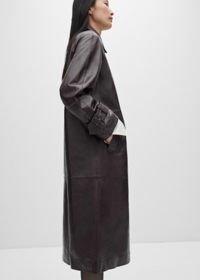 Mango Oversized-Mantel aus 100 % Leder Begrenztes Angebot