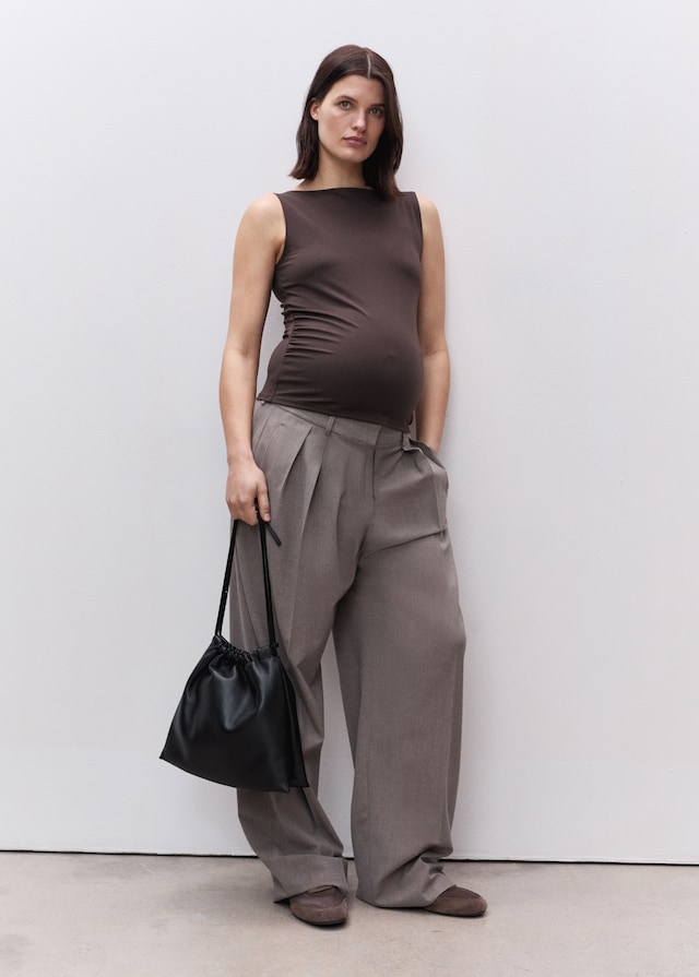 Mango Gerafftes Top mit Bateau-Ausschnitt Preisnachlass