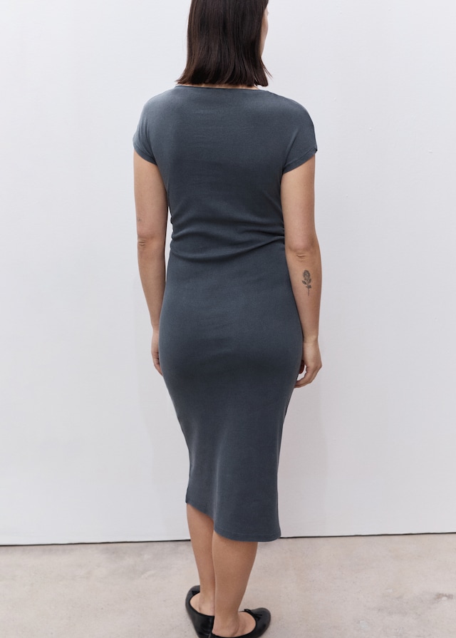 Mango Baumwollkleid mit seitlichen Raffungen Saisonschlussverkauf