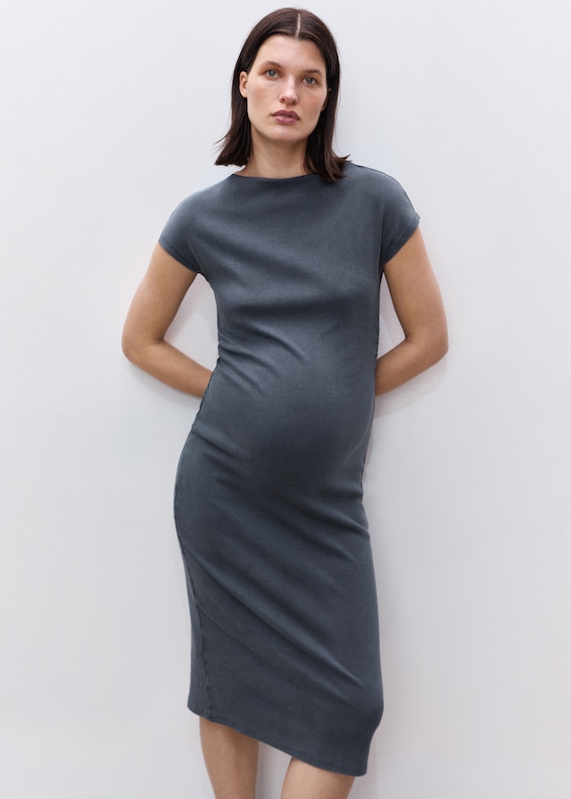 Mango Baumwollkleid mit seitlichen Raffungen Saisonschlussverkauf