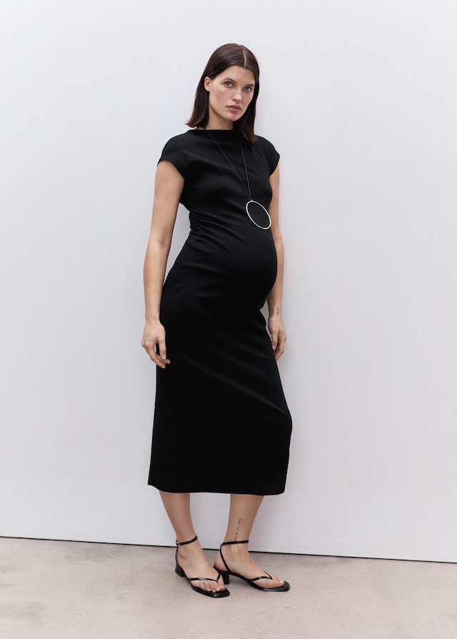 Mango Baumwollkleid mit seitlichen Raffungen Black Friday