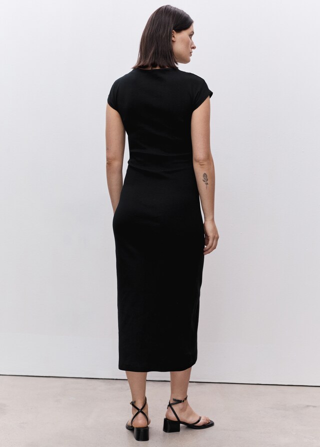 Mango Baumwollkleid mit seitlichen Raffungen Black Friday