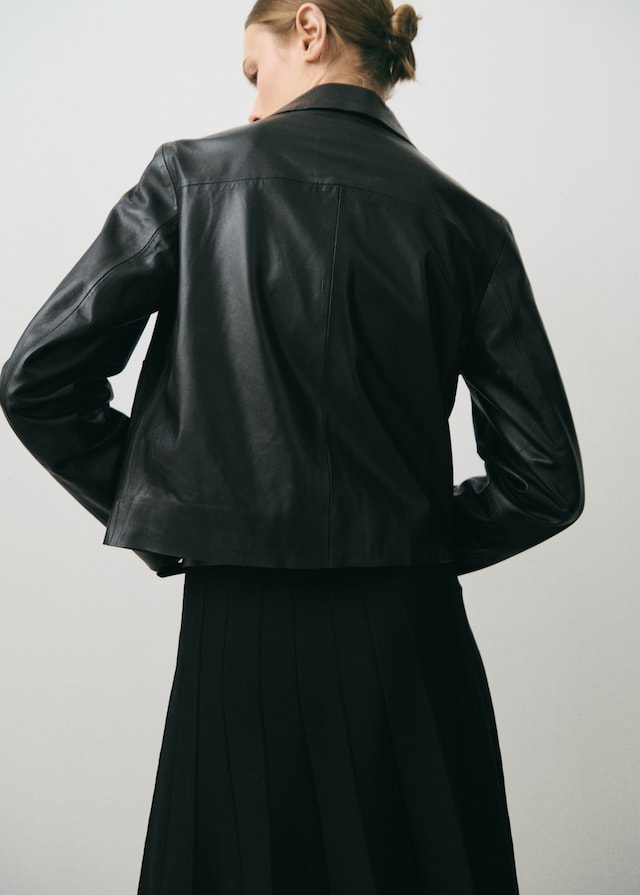 Mango Lederjacke mit Knöpfen Begrenzte Freigabe