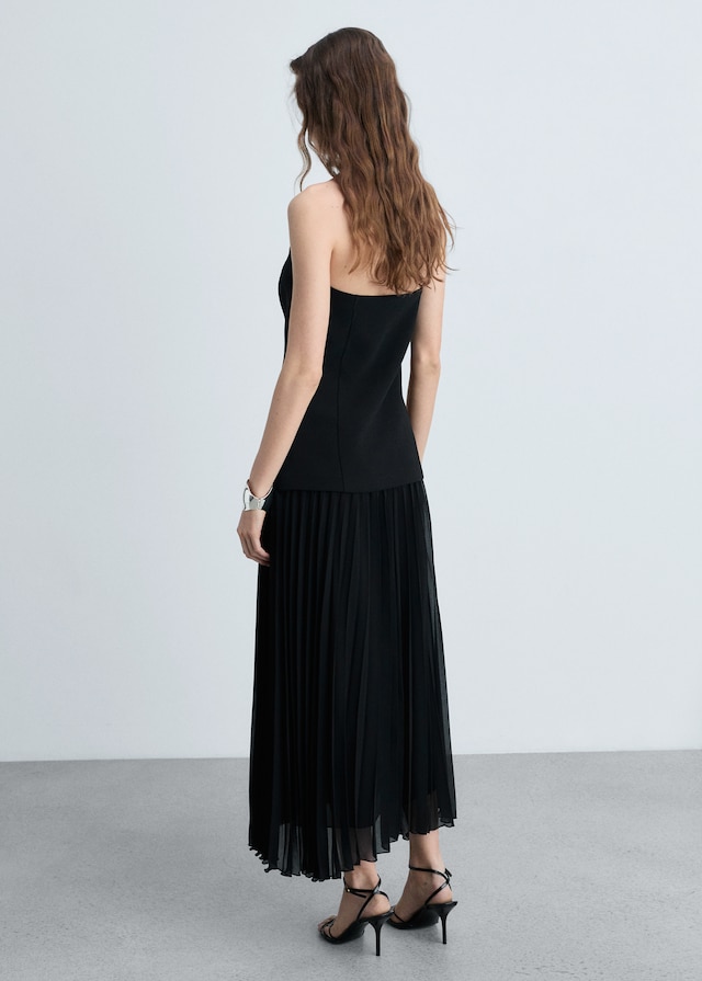 Mango Schulterfreies Kleid im Kontrastdesign Letzte 3 Tage