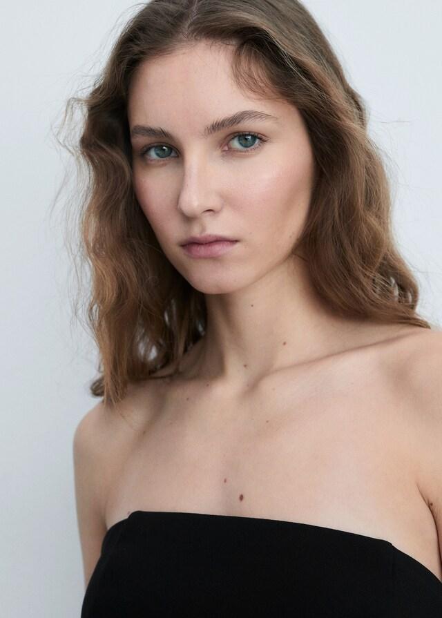 Mango Schulterfreies Kleid im Kontrastdesign Letzte 3 Tage