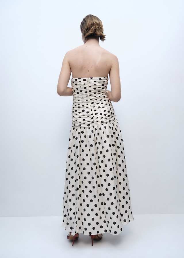 Mango Polka-Dots-Kleid mit drapiertem Oberteil Neueste Stile