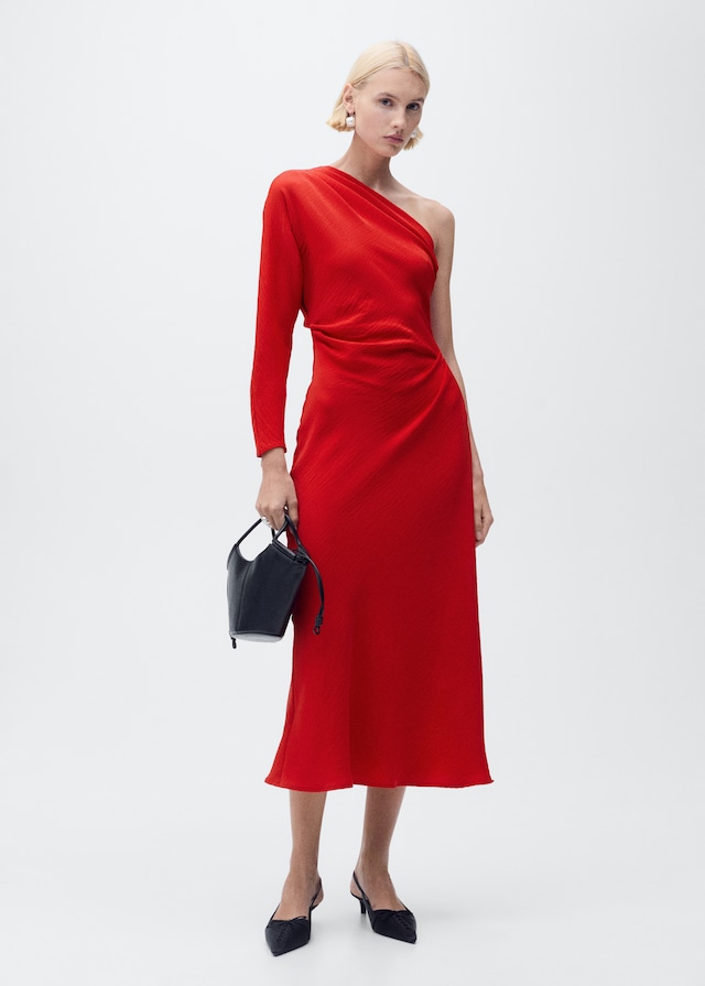 Mango Drapiertes Kleid mit asymmetrischem Design Bis zu 60% Rabatt