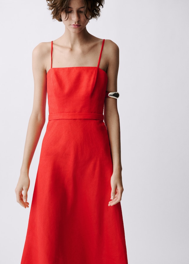 Mango Leinenkleid mit Schleife Bis zu 55% Rabatt