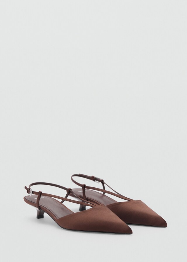 Mango Satinierte Kitten-Heels mit Riemen Super Rabatt