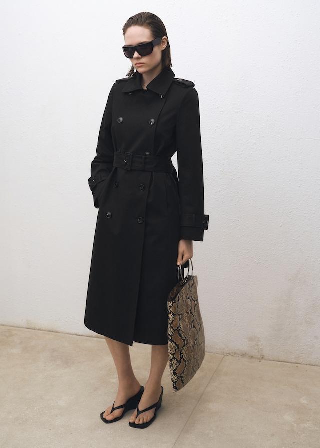 Mango Zweireihiger Baumwoll-Trenchcoat Online