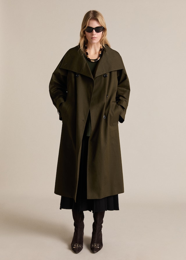 Mango Langer zweireihiger Trenchcoat Verkauf