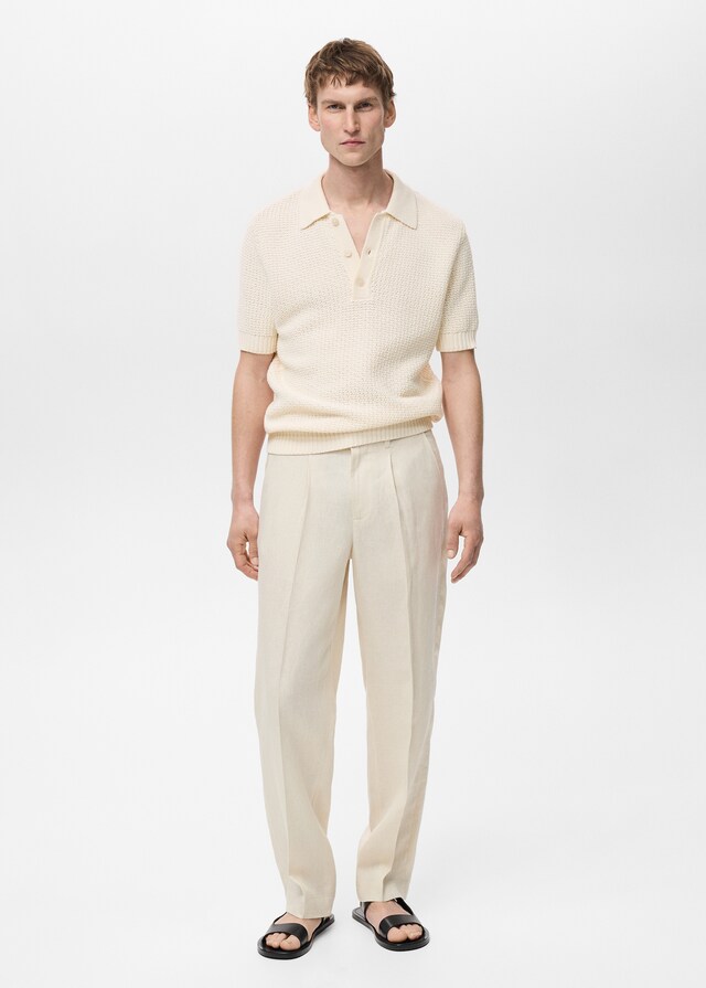 Mango Strick-Poloshirt aus Baumwolle mit Lochmuster Kostenloser Versand