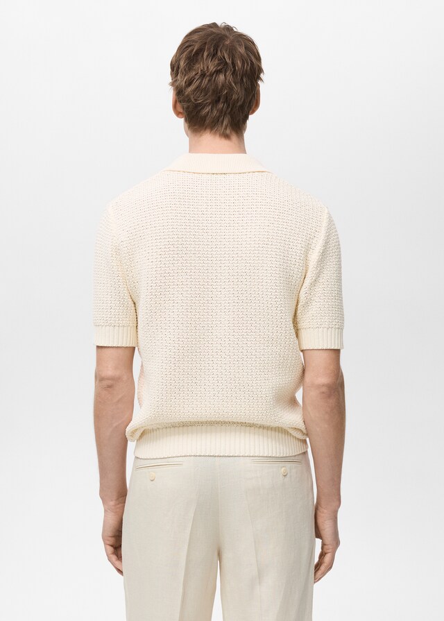 Mango Strick-Poloshirt aus Baumwolle mit Lochmuster Kostenloser Versand