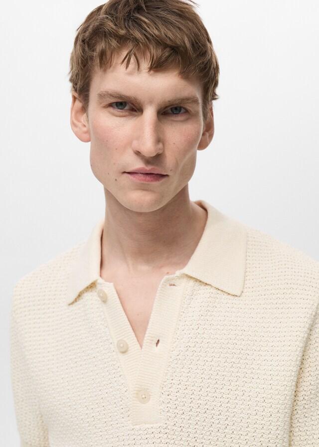Mango Strick-Poloshirt aus Baumwolle mit Lochmuster Kostenloser Versand
