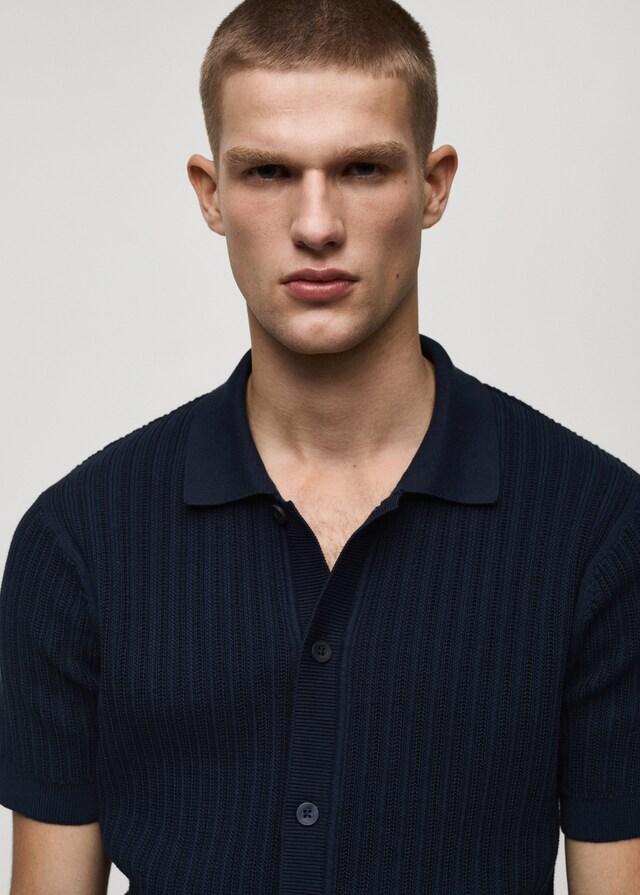 Mango Geknöpftes Poloshirt mit Baumwollstruktur Fabrik Onlineshop