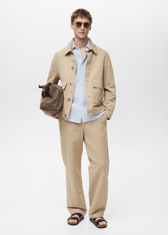 Mango Jacke aus Baumwoll-/Leinen-Mix mit Taschen Günstig kaufen
