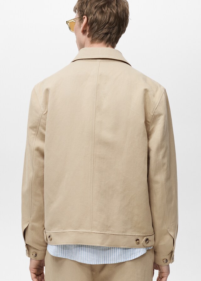 Mango Jacke aus Baumwoll-/Leinen-Mix mit Taschen Günstig kaufen