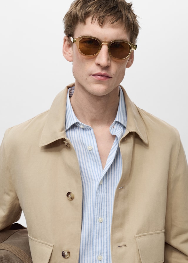 Mango Jacke aus Baumwoll-/Leinen-Mix mit Taschen Günstig kaufen