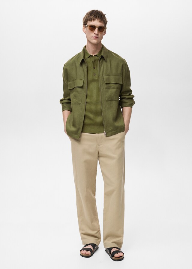 Mango Jacke aus 100 % Leinen mit Taschen Versandkostenfrei
