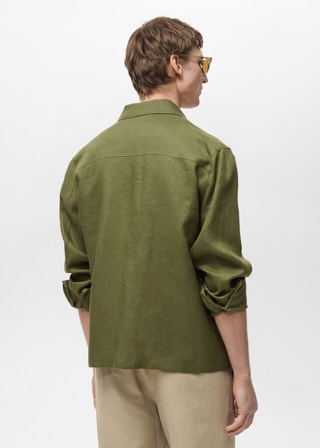 Mango Jacke aus 100 % Leinen mit Taschen Versandkostenfrei