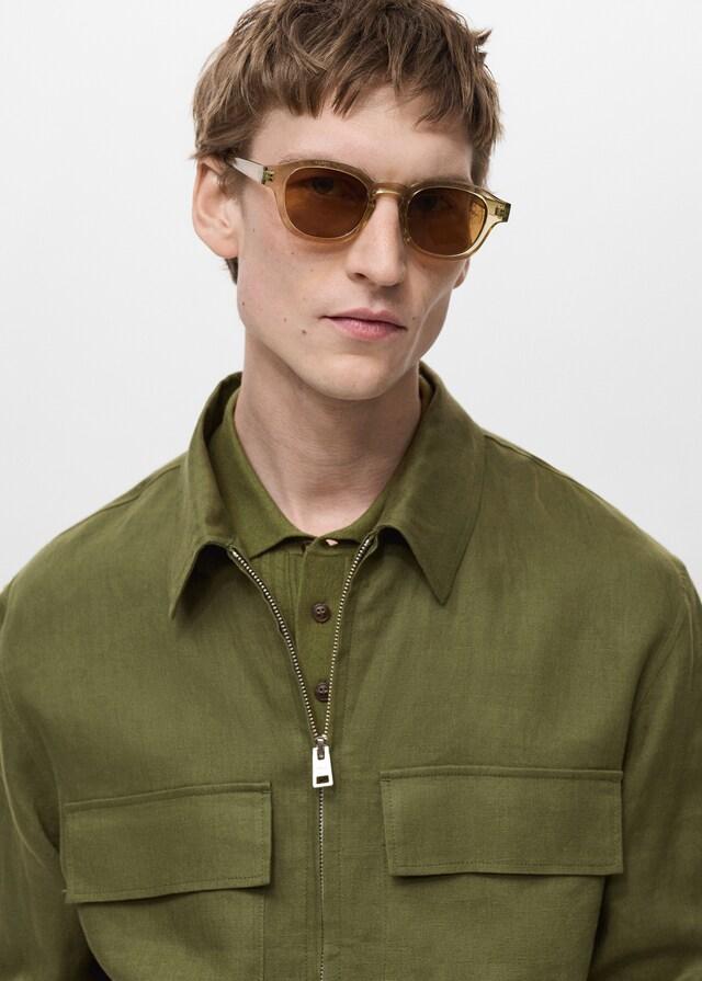 Mango Jacke aus 100 % Leinen mit Taschen Versandkostenfrei