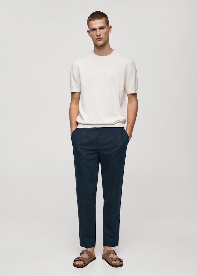 Mango Slim Fit-Leinenhose mit Kordel Exklusivangebot