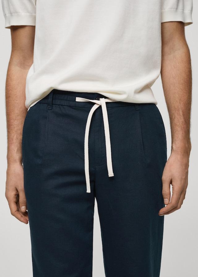 Mango Slim Fit-Leinenhose mit Kordel Exklusivangebot