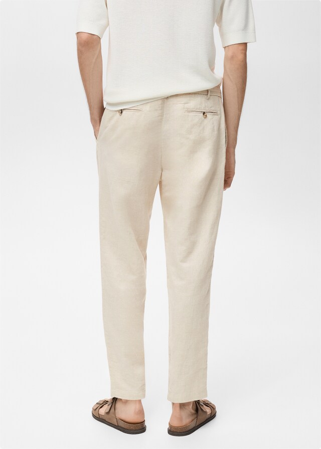 Mango Slim Fit-Leinenhose mit Kordel Preisnachlass