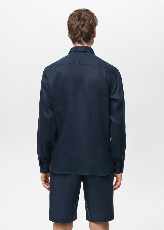 Mango Slim Fit-Hemd aus 100 % Leinen Weihnachtsangebot